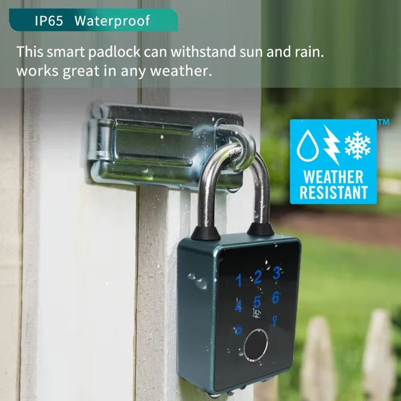 IP65 Waterproof Tuya Smart Door Lock Padlock Biometric Fingerprint Password Lock APP NFC Key Unlock anti Theft Electronic Lock