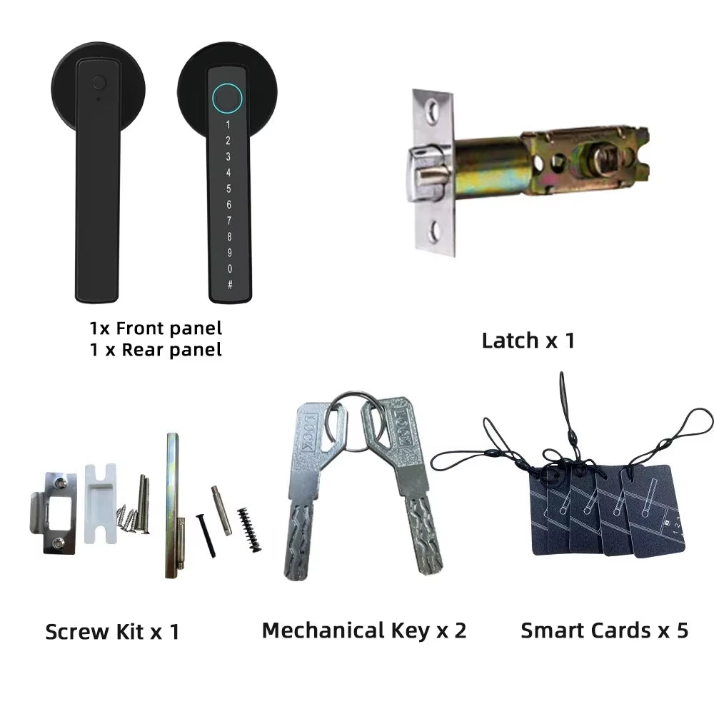 M5 Tuya BLE Fingerprint Door Lock Digital Electronic Lock with Password/Key/Ic Card/ Smartlife/ Tuya APP Unlock