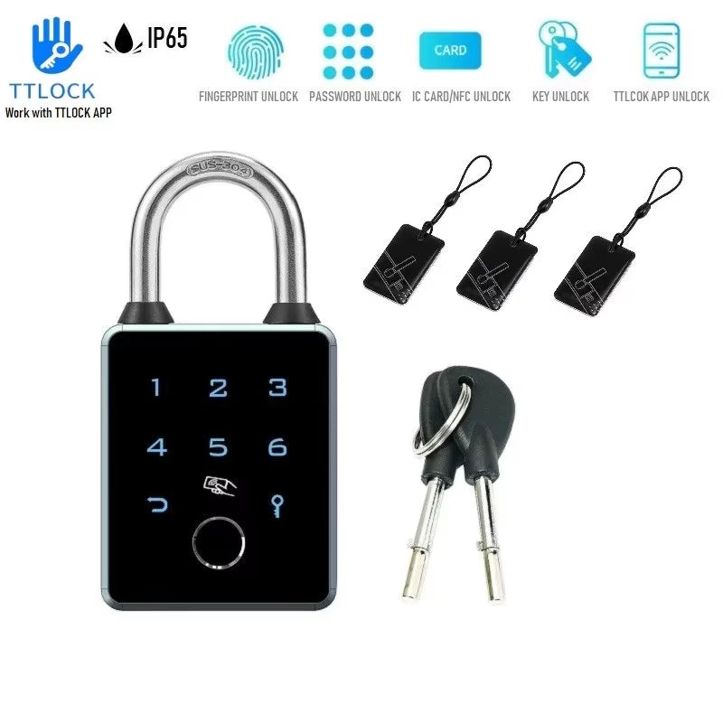 IP65 Waterproof Tuya Smart Door Lock Padlock Biometric Fingerprint Password Lock APP NFC Key Unlock anti Theft Electronic Lock