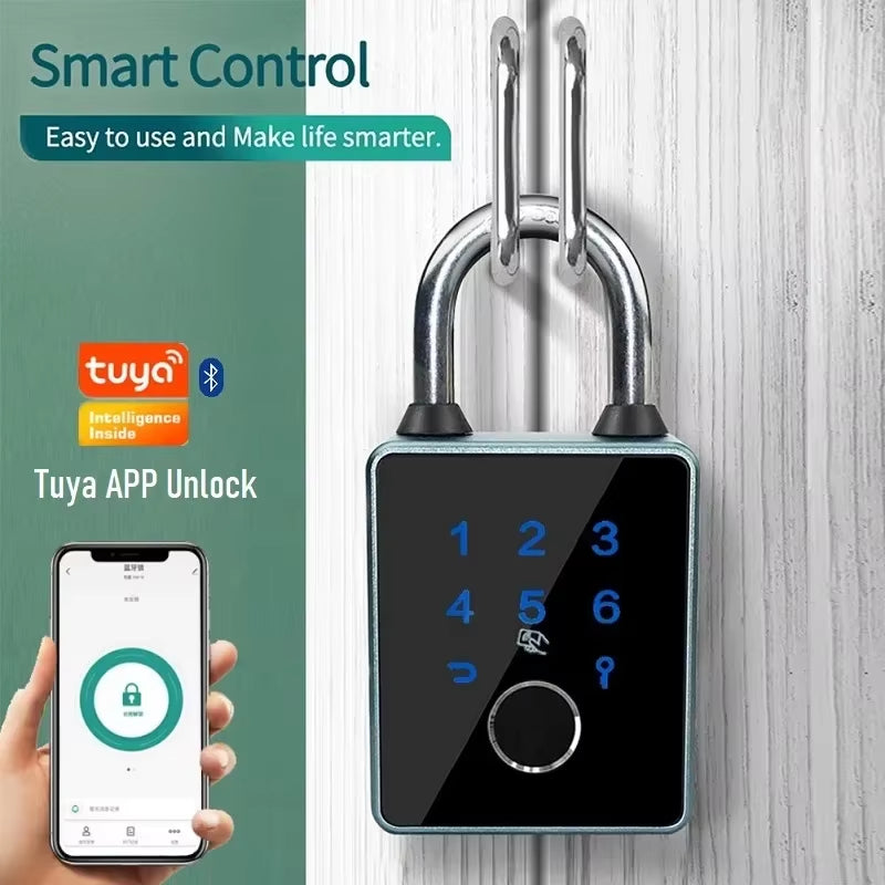 IP65 Waterproof Tuya Smart Door Lock Padlock Biometric Fingerprint Password Lock APP NFC Key Unlock anti Theft Electronic Lock