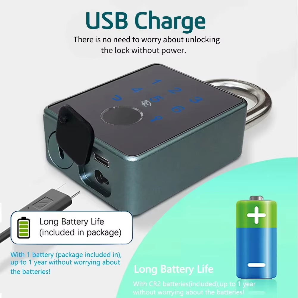 IP65 Waterproof Tuya Smart Door Lock Padlock Biometric Fingerprint Password Lock APP NFC Key Unlock anti Theft Electronic Lock