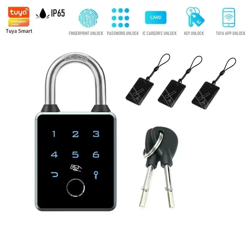 IP65 Waterproof Tuya Smart Door Lock Padlock Biometric Fingerprint Password Lock APP NFC Key Unlock anti Theft Electronic Lock