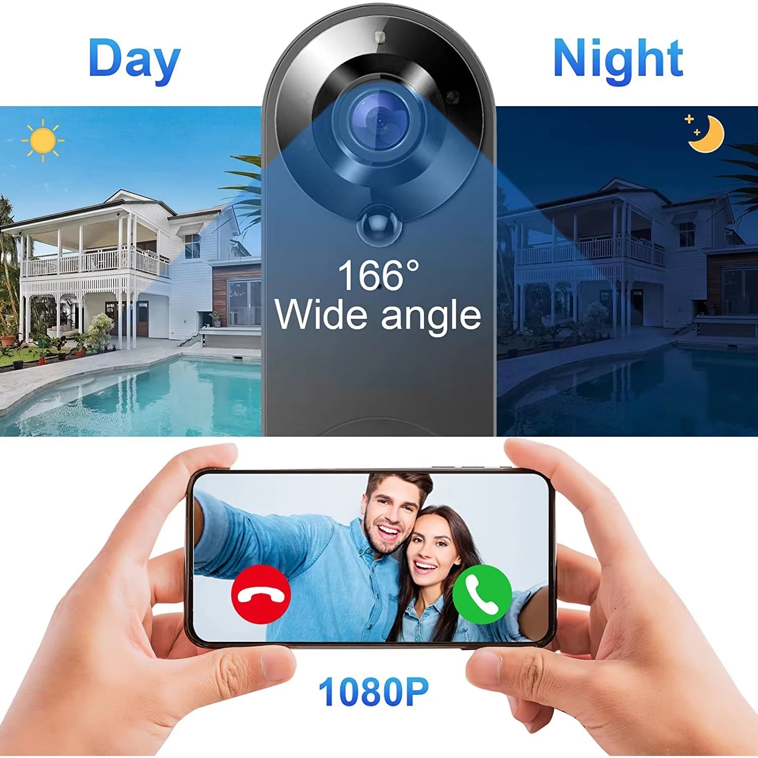 Tuya Smart Home 1080P Wireless WIFI Doorbell Video Intercom Door Bell with Camera for Security Protection PIR Motion Detection