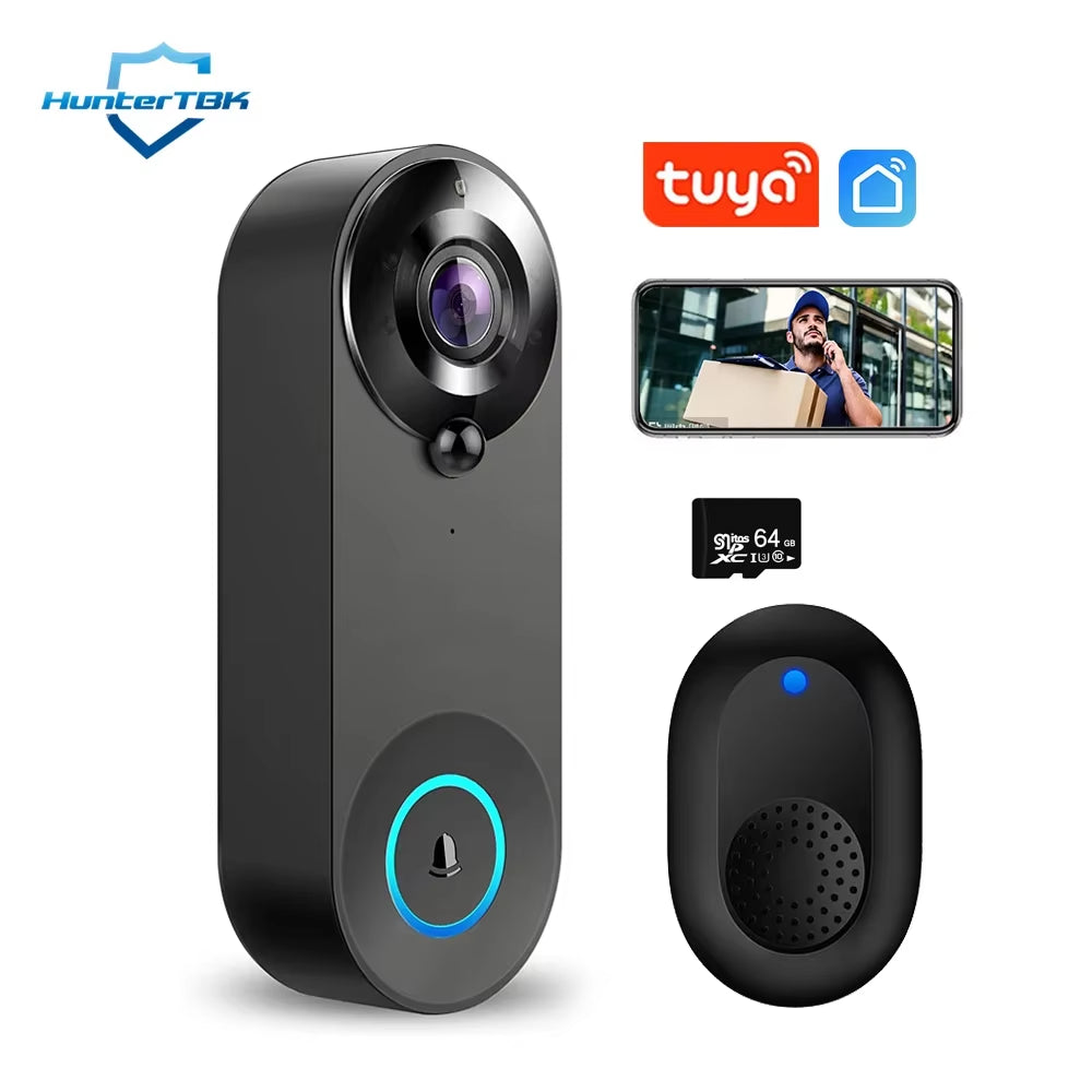 Tuya Smart Home 1080P Wireless WIFI Doorbell Video Intercom Door Bell with Camera for Security Protection PIR Motion Detection